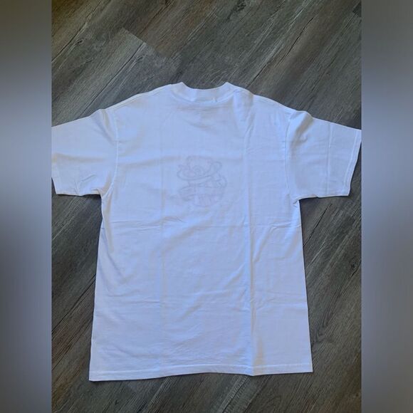 VTG Red White And Blue Patriotic USA Bear Embroidered White T-shirt Size L - Picture 6 of 7